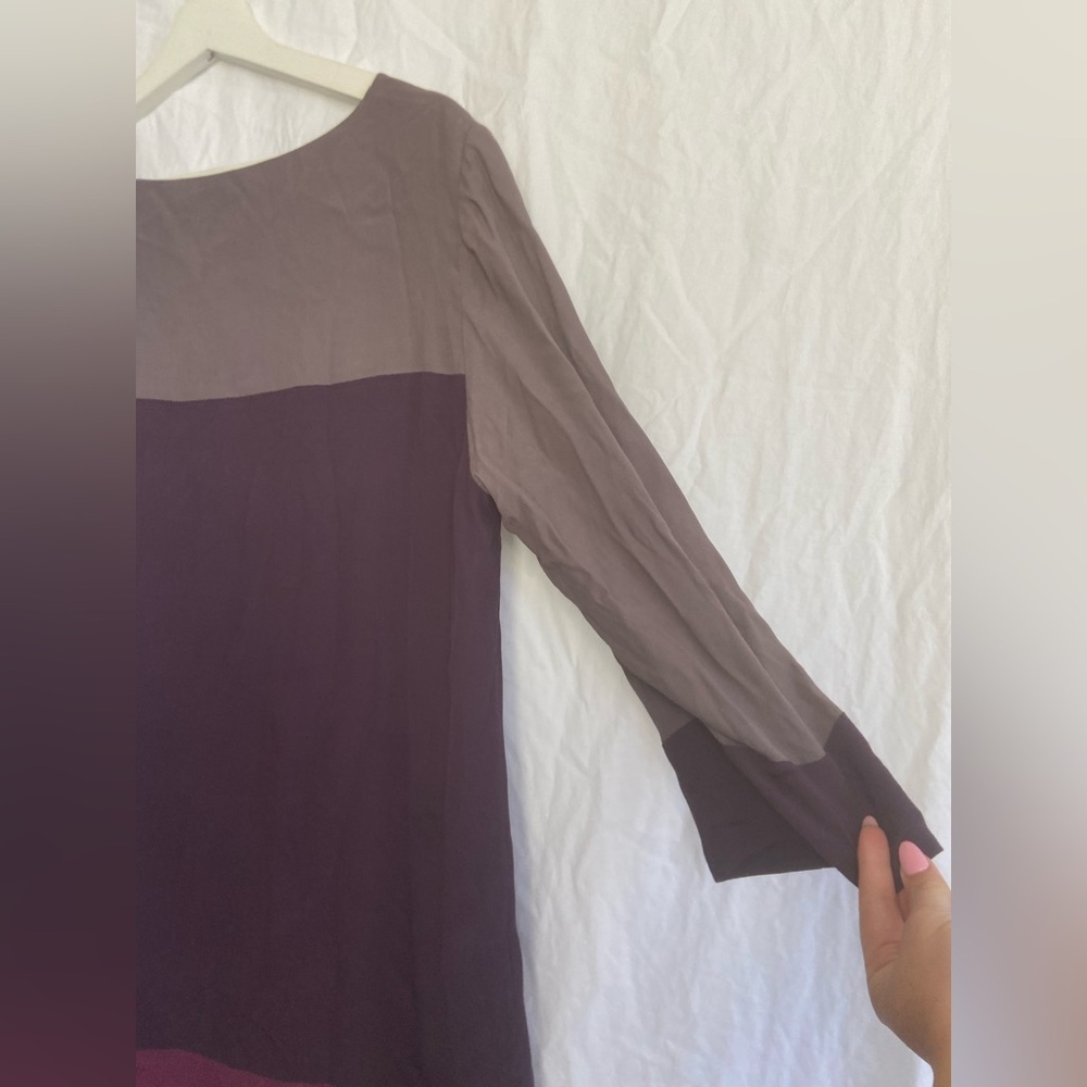 Boden Colorblock 3/4 Sleeve Shift Dress Career Business Purple Grey Size 14 - Picture 4 of 16